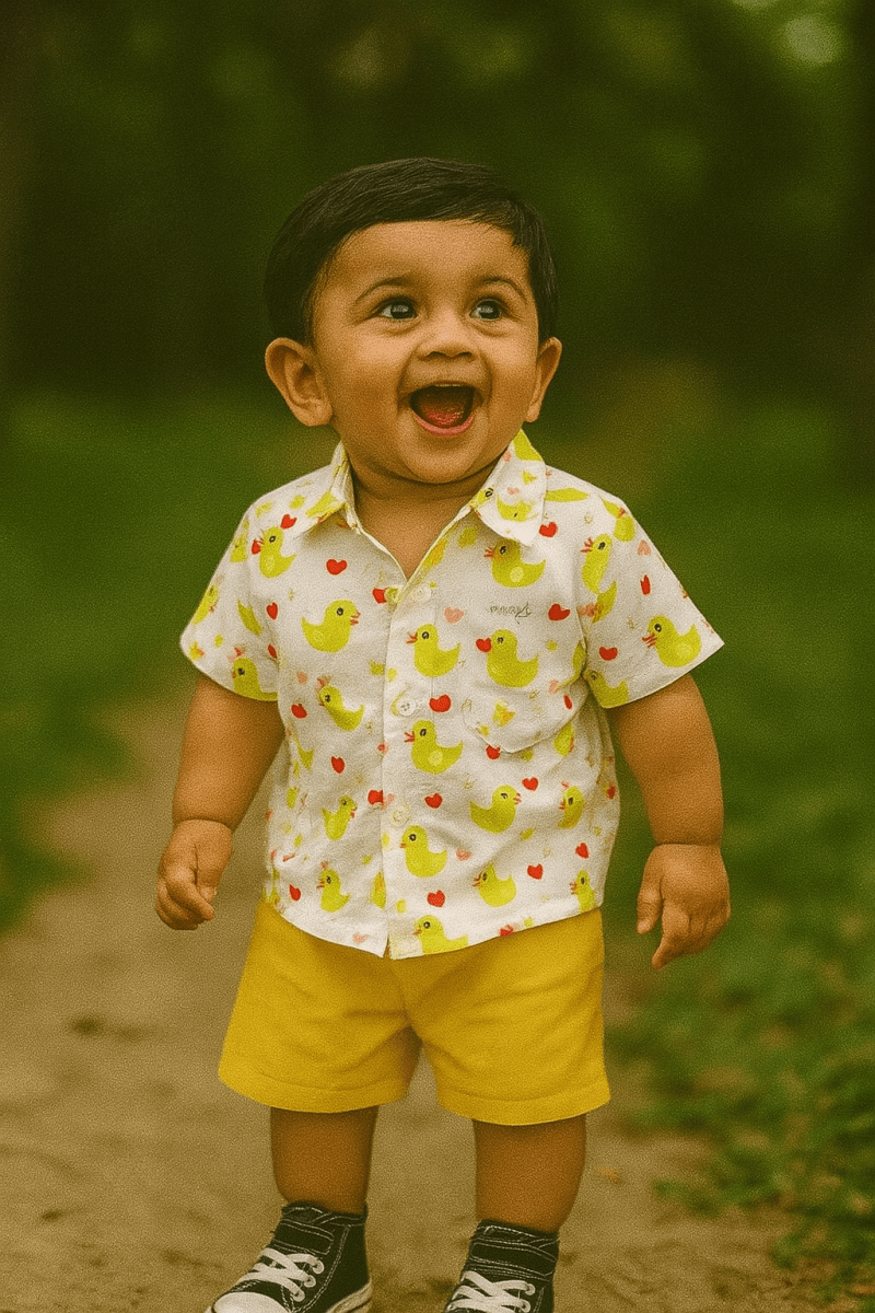 “Quack Me Up” Yellow Duck Shirt & Shorts Set - Little Haven