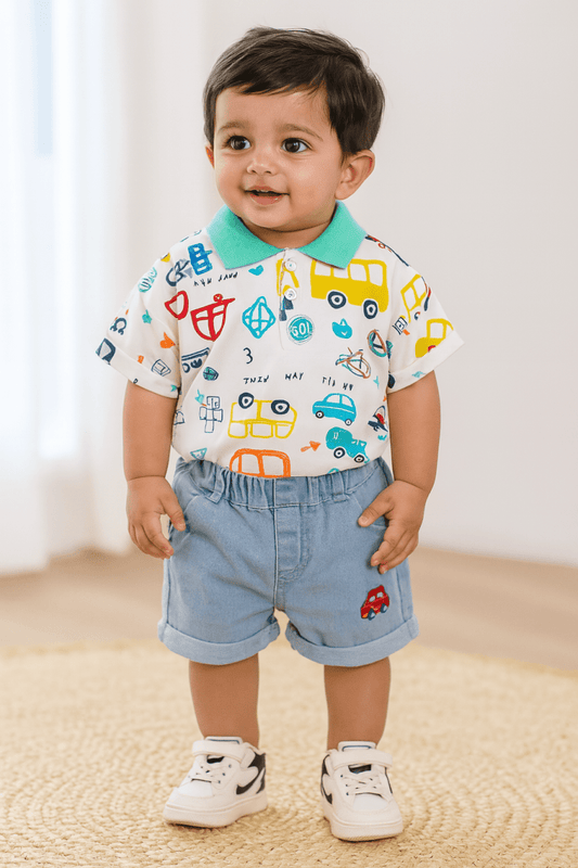 Little Haven “Go Go Zoom!” Boys Co - ord Set – Ride Into Playtime! - Little Haven
