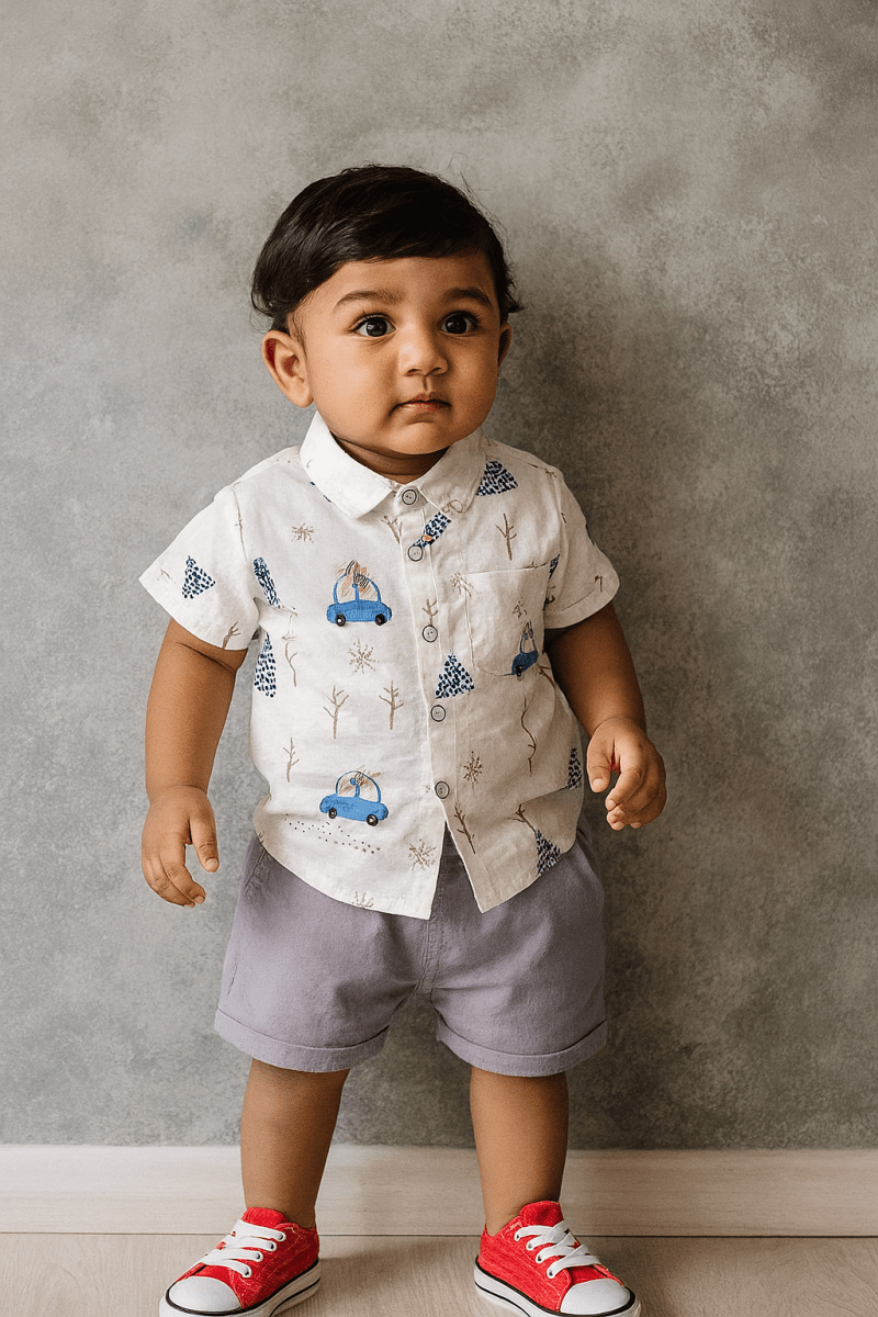 Little Haven “Winter Drive” Boys Co - ord Set – White & Grey - Little Haven