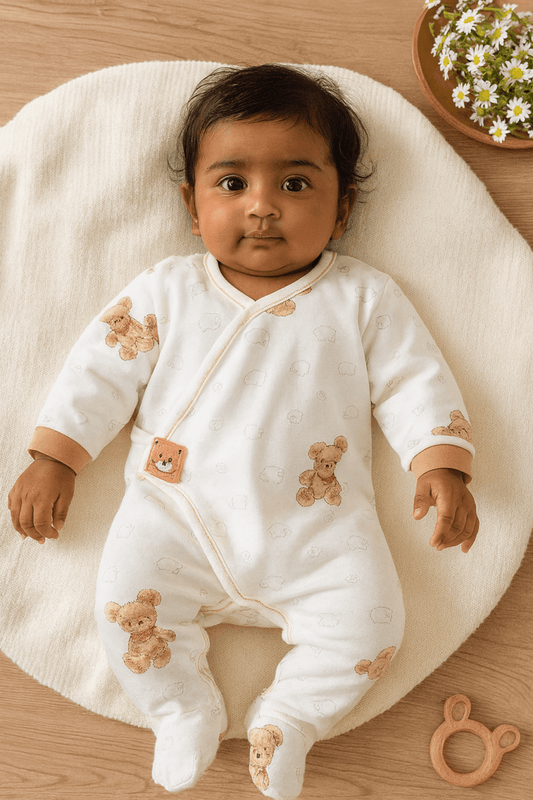 Honey Bear Side - Tie Romper - Little Haven