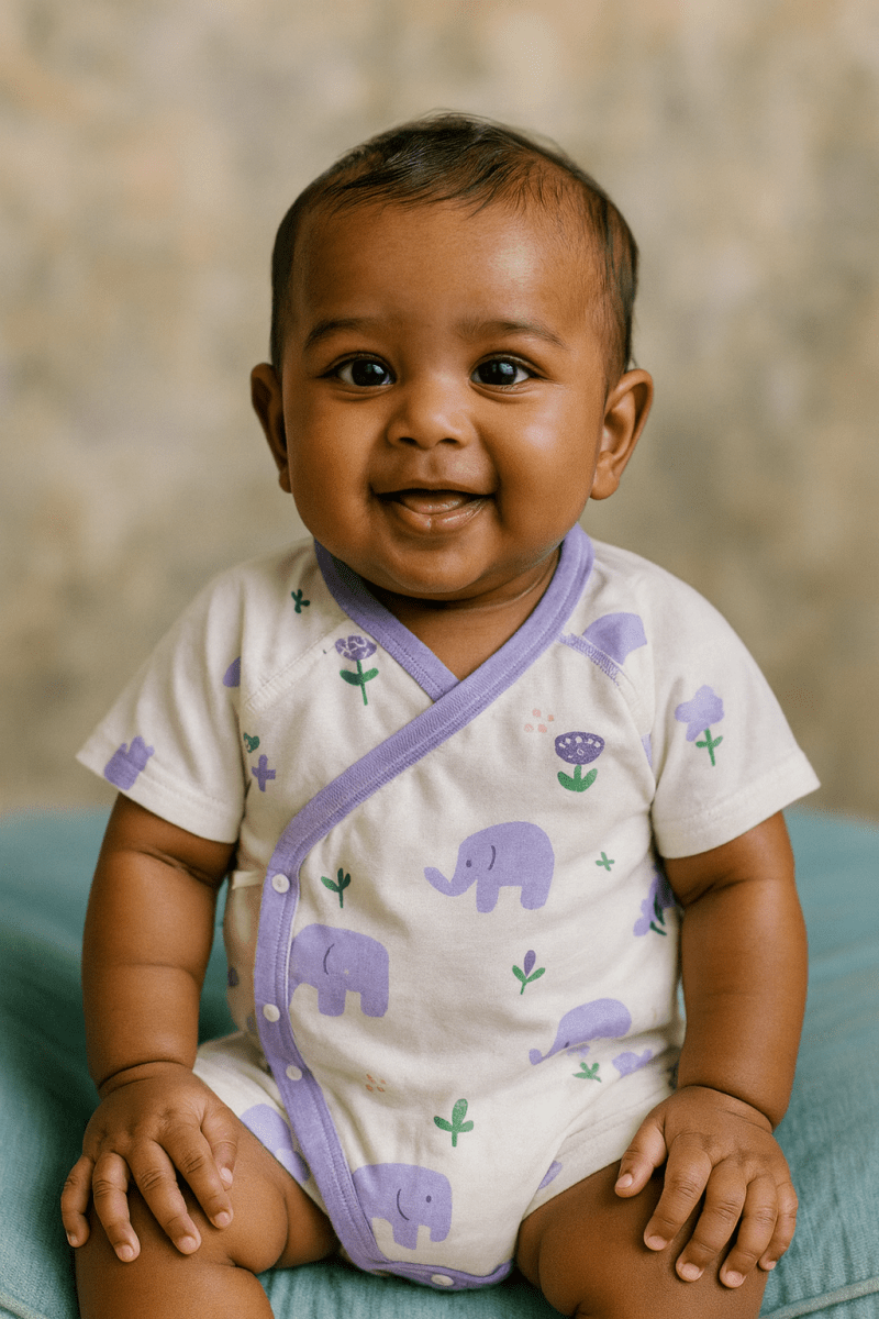 Lilac Elephant Garden Wrap Romper - Little Haven