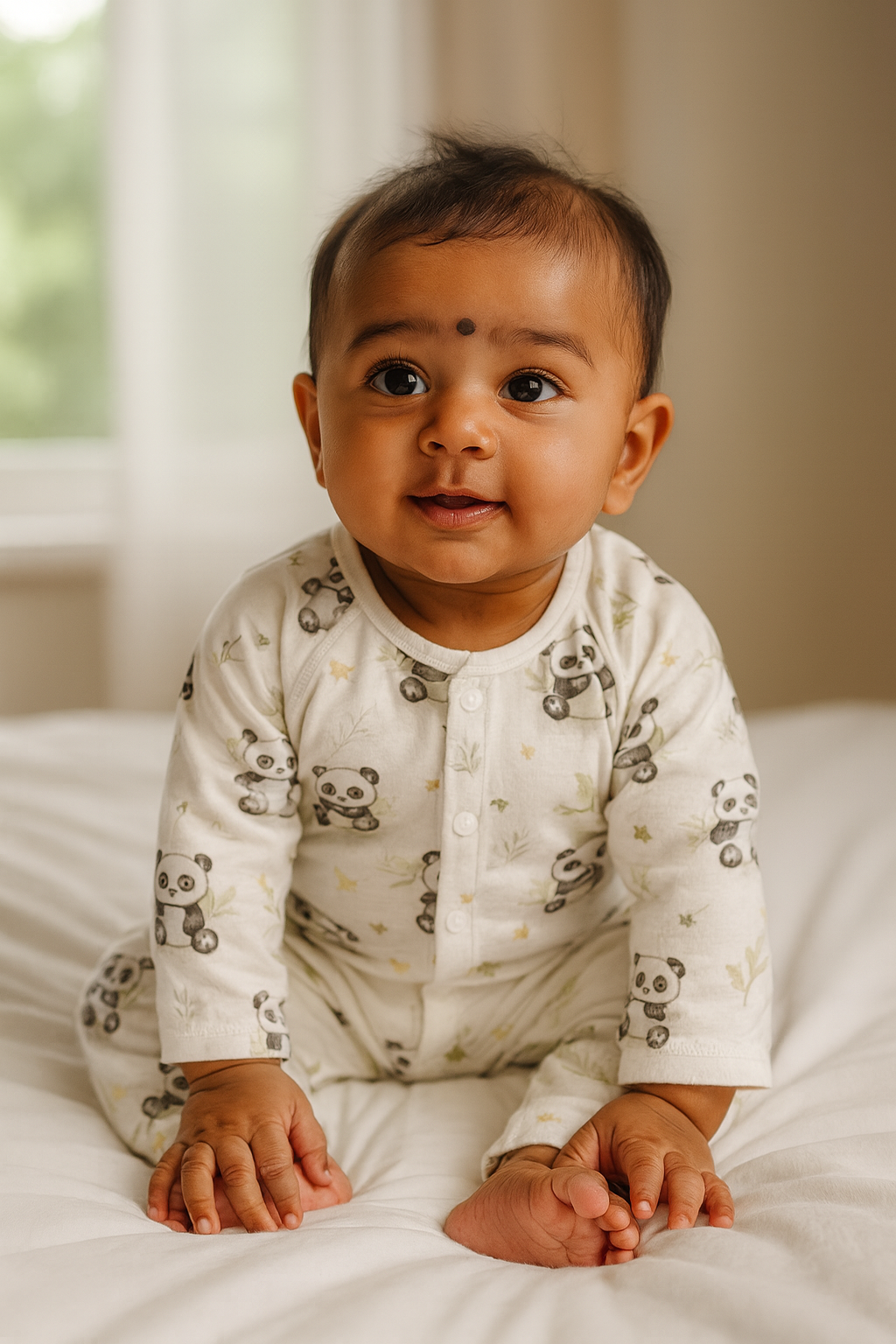 Bamboo Buddy Panda Romper – Full Sleeves