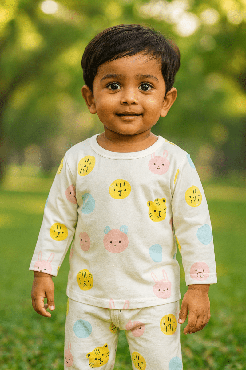 Bubble Faces Cotton Co - ord Set – Full Sleeves (2 - Piece) - Little Haven