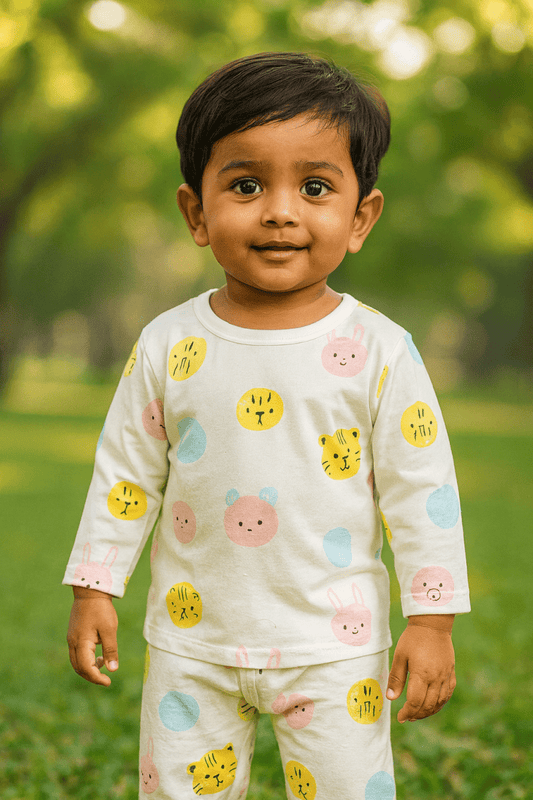 Bubble Faces Cotton Co - ord Set – Full Sleeves (2 - Piece) - Little Haven