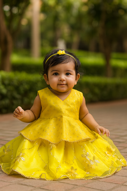 "Sunshine Sparkle" Yellow Peplum Dress