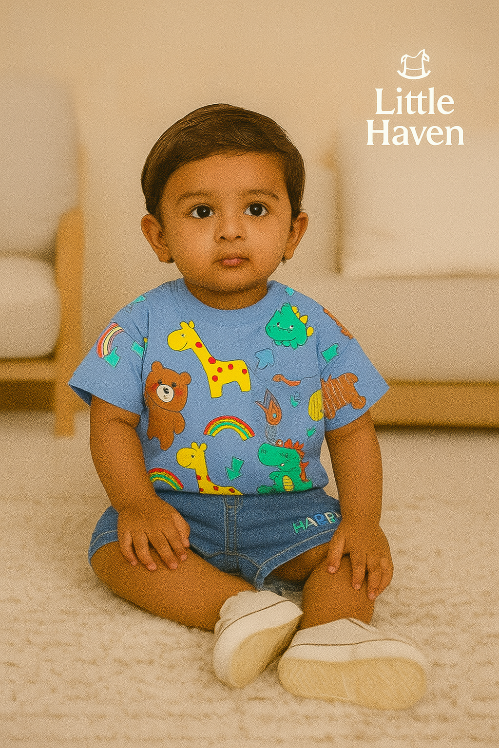 Little Haven Jungle Buddies Co-ord Set – Sky Blue & Denim