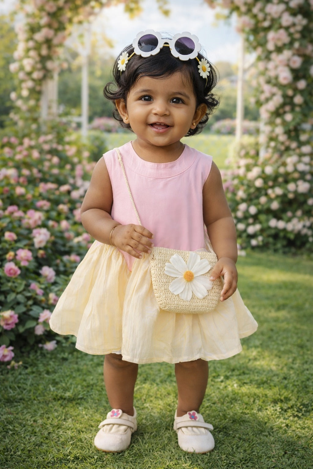 Daisy Days Sleeveless Dress Set – Lemon Blush Edition