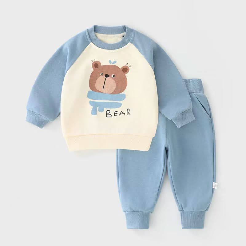 Blue Bear Cozy Sweatshirt & Jogger Set - Cream & Powder Blue