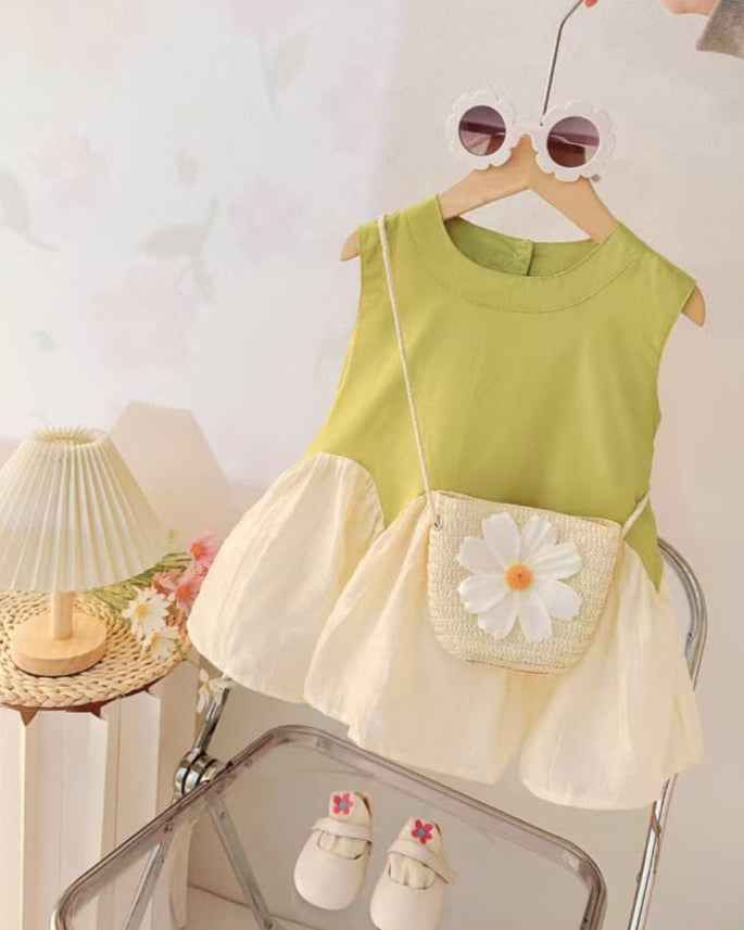 Fresh Fields Sleeveless Dress Set – Meadow Daisy Edition