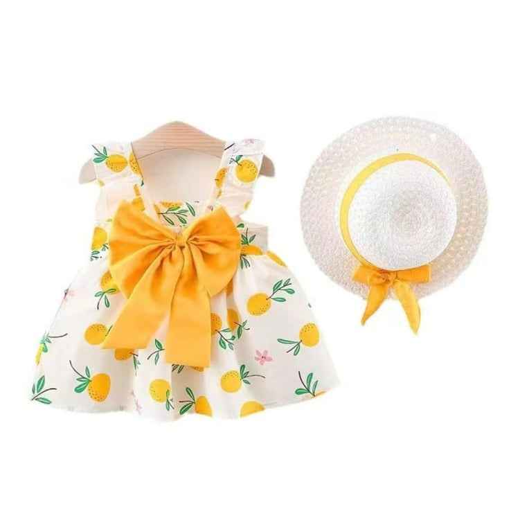 Lemon Zest Cotton Dress & Hat Set – Citrus Garden Edition