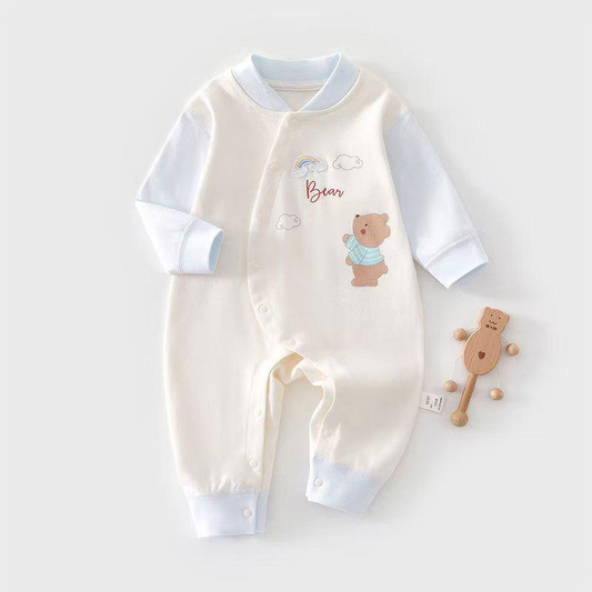 Soft Blue Bear Romper - Cream & Sky Blue