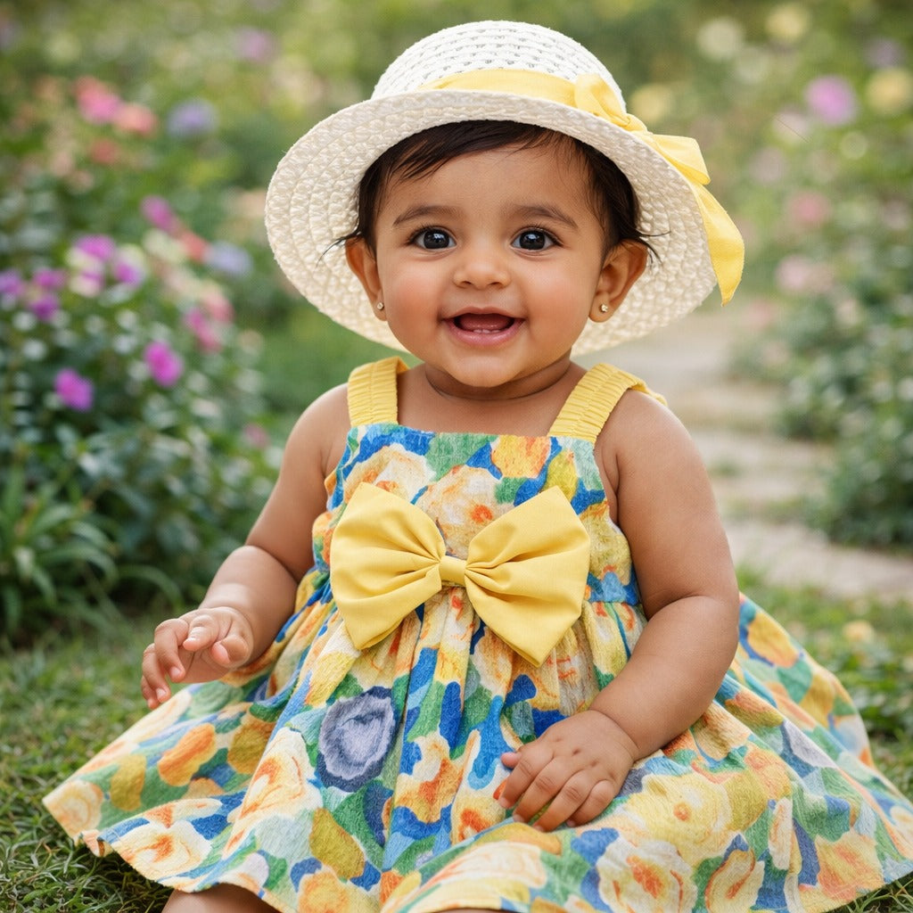 Golden Meadow Dress & Hat Set – Limited Summer Bloom