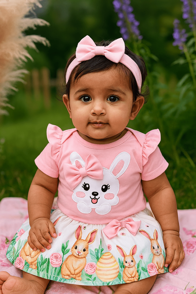 Bunny Cuddles Bodysuit & Skirt Set – Rose Garden Edition - Little Haven