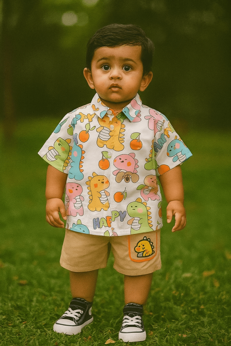 “Happy Dino” Shirt & Shorts Co - ord Set - Little Haven