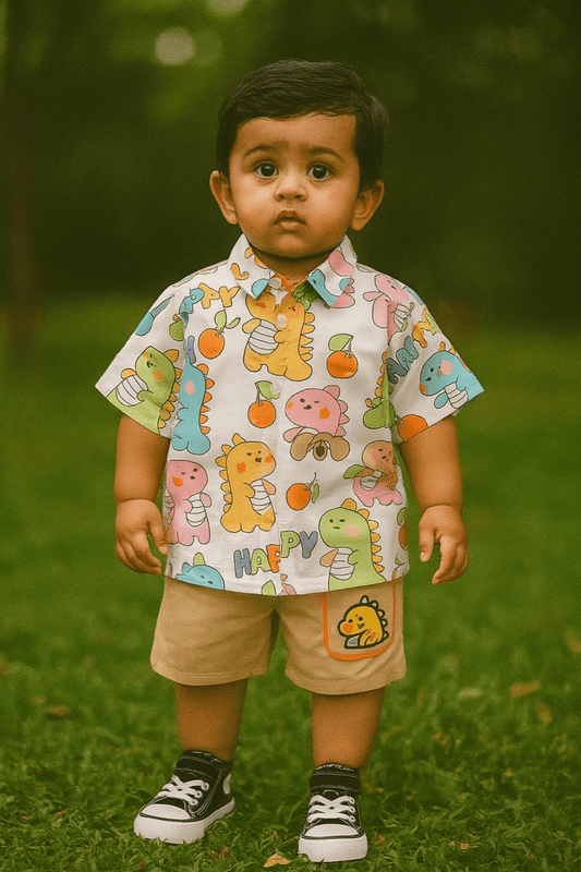 “Happy Dino” Shirt & Shorts Co - ord Set - Little Haven
