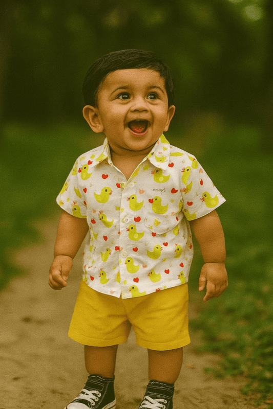 “Quack Me Up” Yellow Duck Shirt & Shorts Set - Little Haven