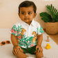 “Giraffe Giggles” Tropical Shirt & Green Shorts Set - Little Haven