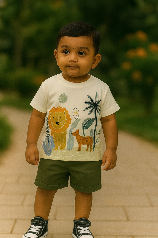 “Roar & Explore” Safari T-shirt & Shorts Set