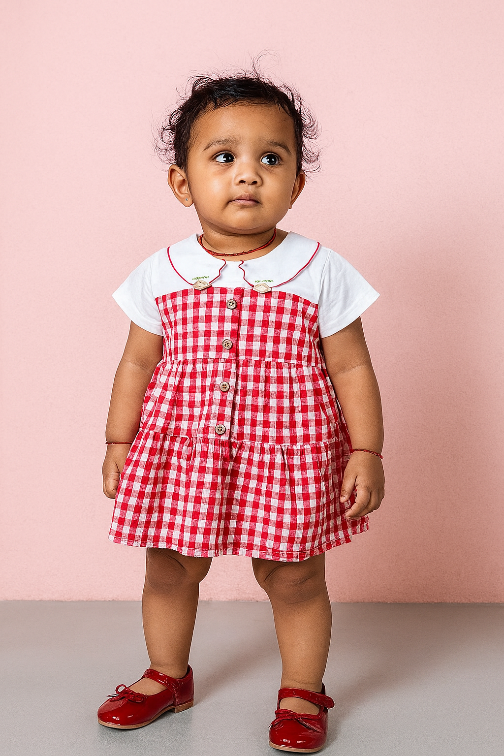 Little Haven “Berry Button” Gingham Baby Dress – 3 Colour Variants