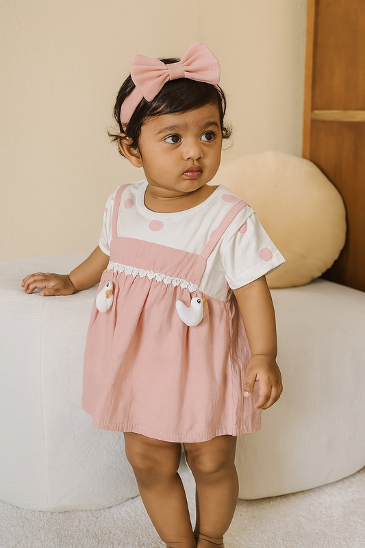 Little Haven “Duckie Dots” Layered Dress Set – 3 Colour Options