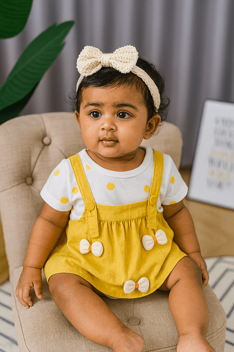 Little Haven “Polka Bow Pinafore” Dress Set – Style - Little Haven