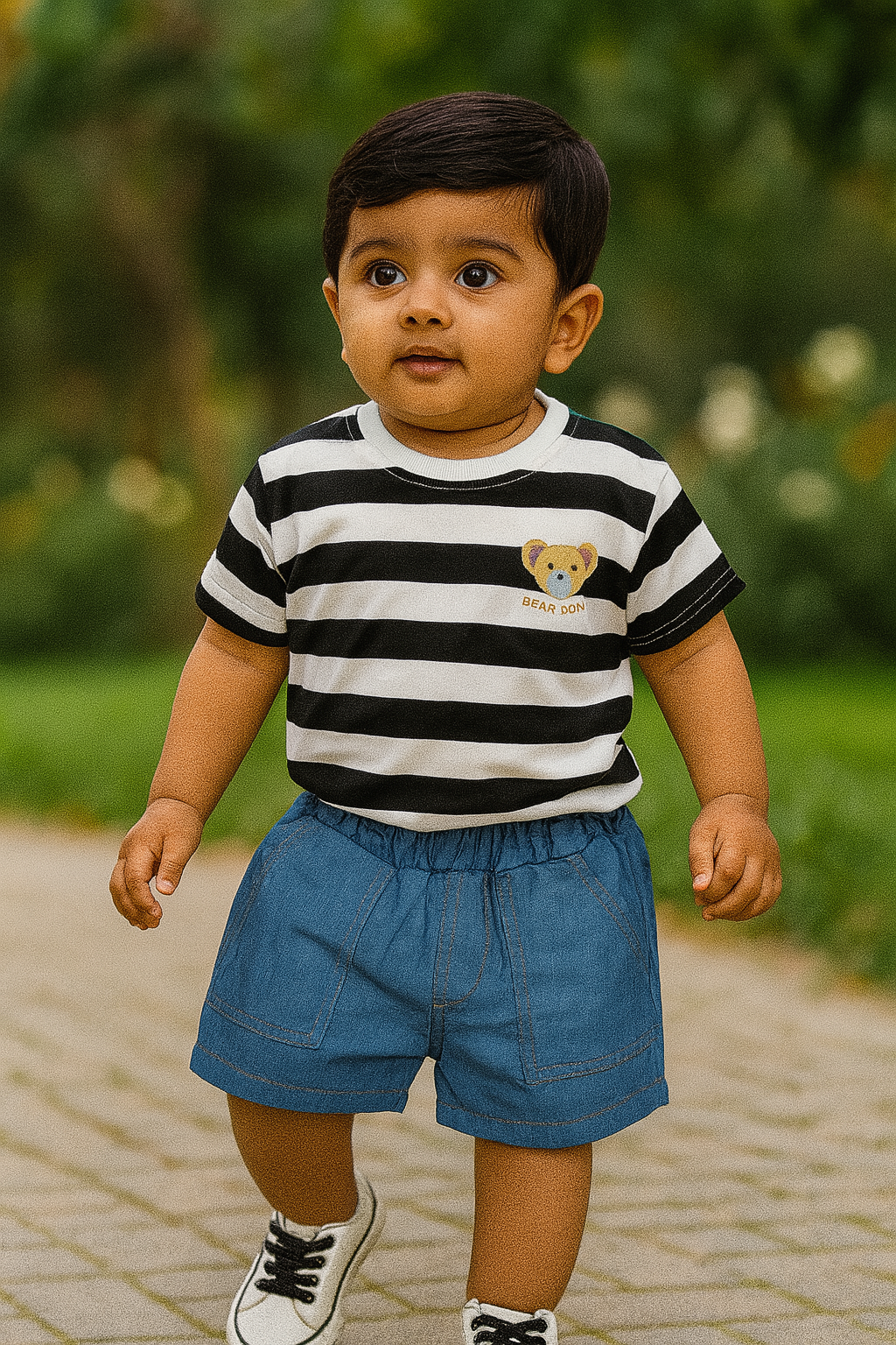 Little Haven “Bear Doll” Striped Set