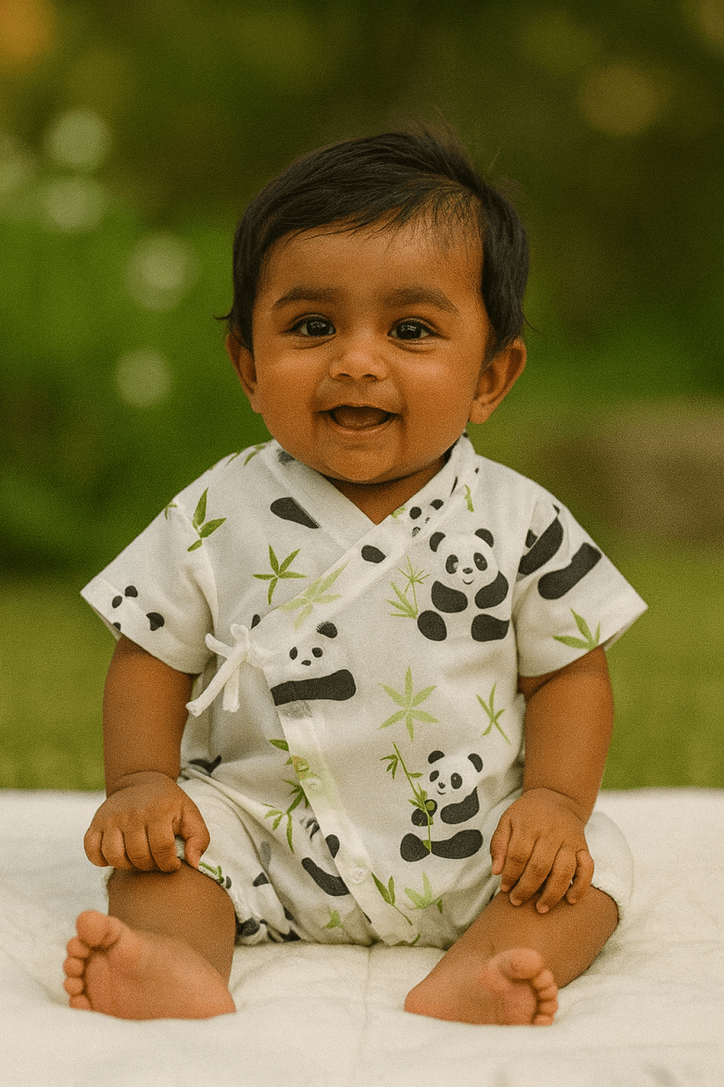 Panda Bamboo Kimono Romper - Little Haven