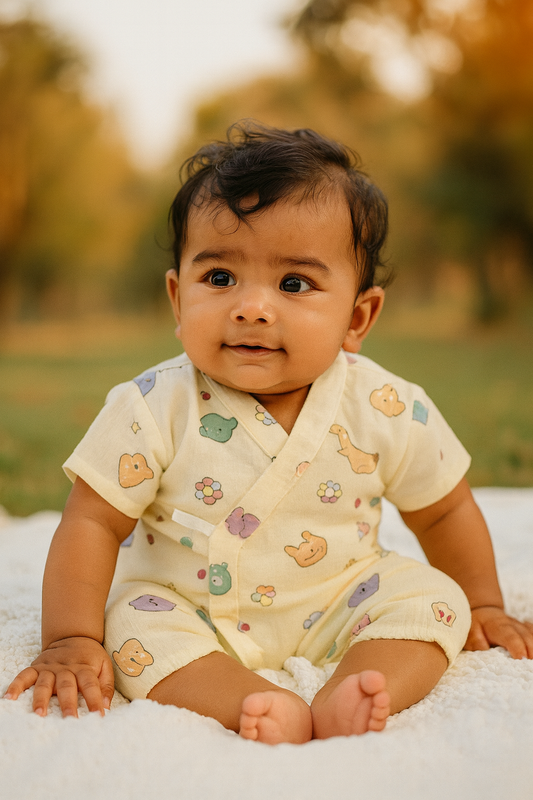 Pastel Critters Kimono Romper