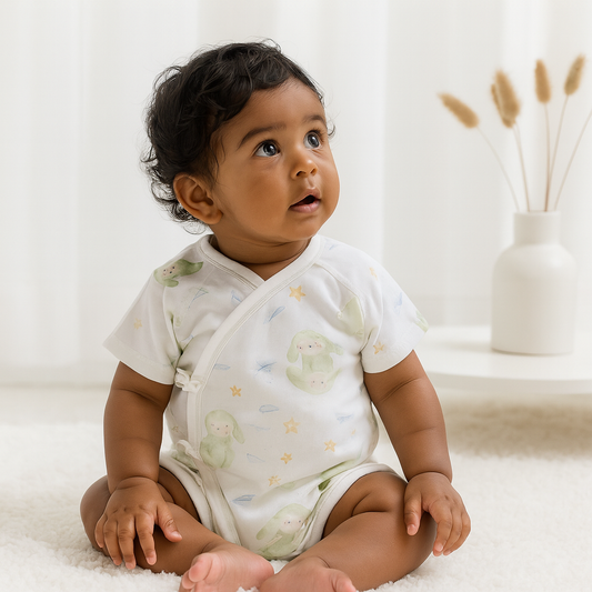 Little Explorer Kimono Bodysuit – Green Bunny