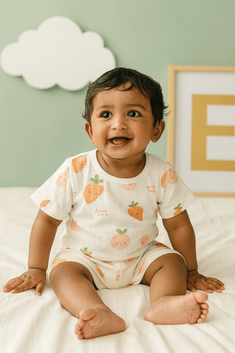 “Carrot Cuddles” Coord Set – T-Shirt & Shorts - Little Haven