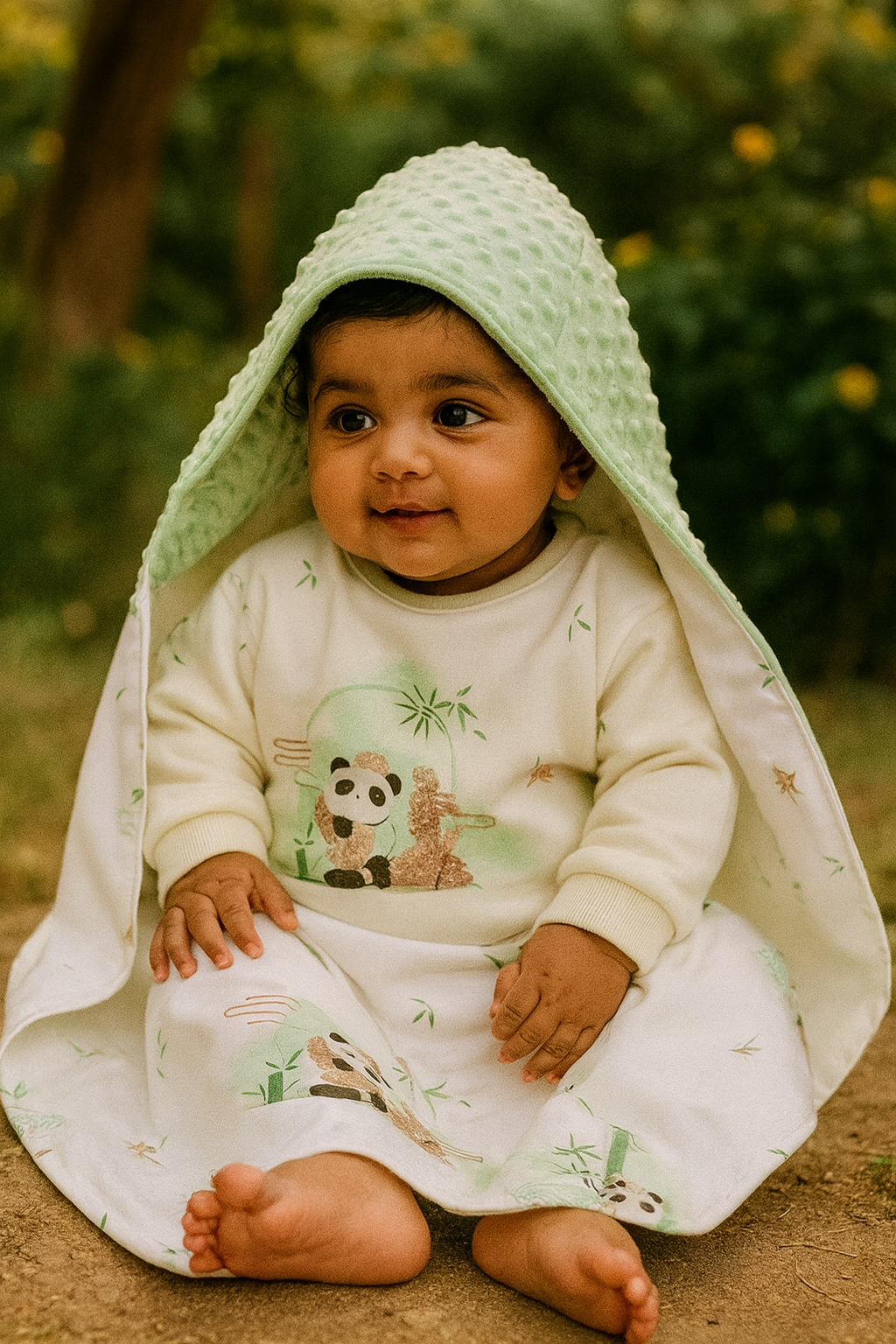 Mint Panda Snuggle Blanket - Ultra-Soft Textured Comfort (With Matching Strap)