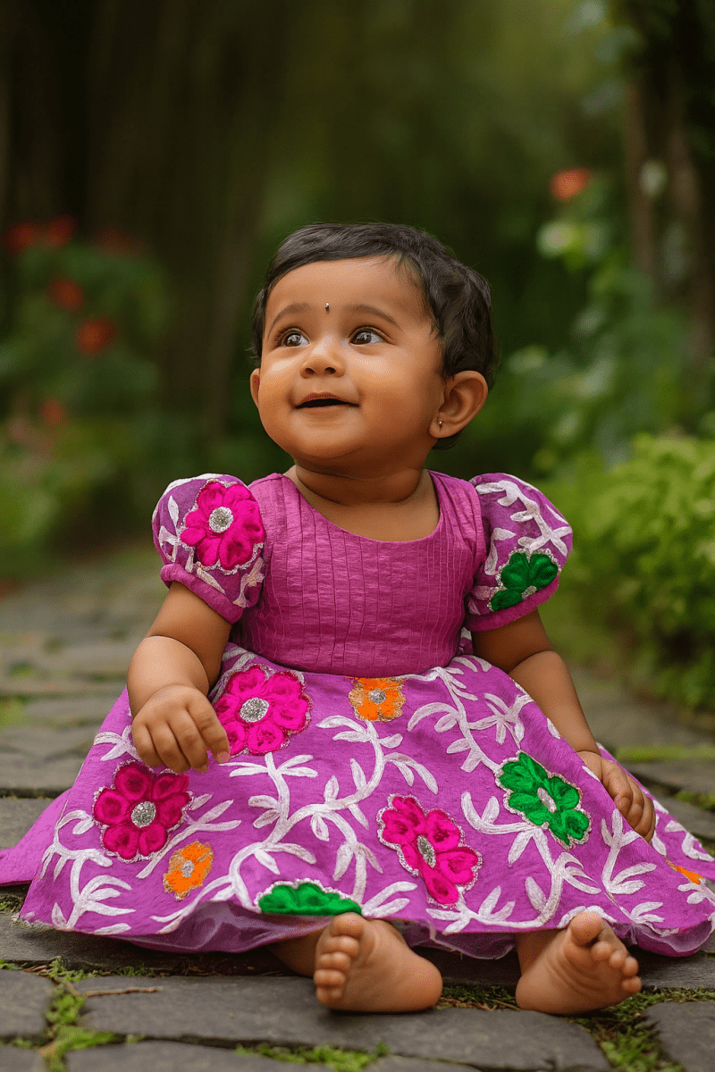 “Gulaabo Garden” Embroidered Celebration Dress - Little Haven