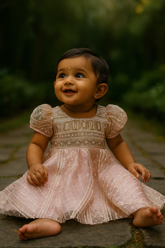 “Gulnaar Dusty Rose Dress” – A Touch of Royal Grace for Your Little Princess