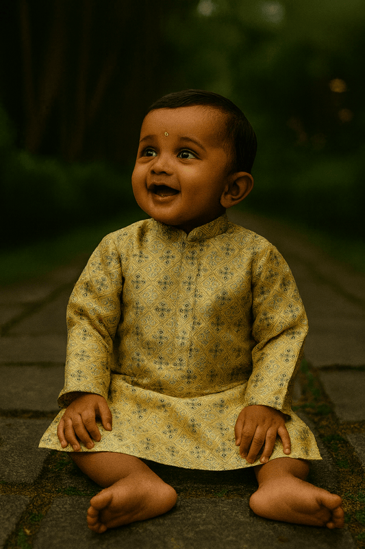 “Golden Echo” Traditional Kurta – Classic Comfort, Festive Spirit - Little Haven