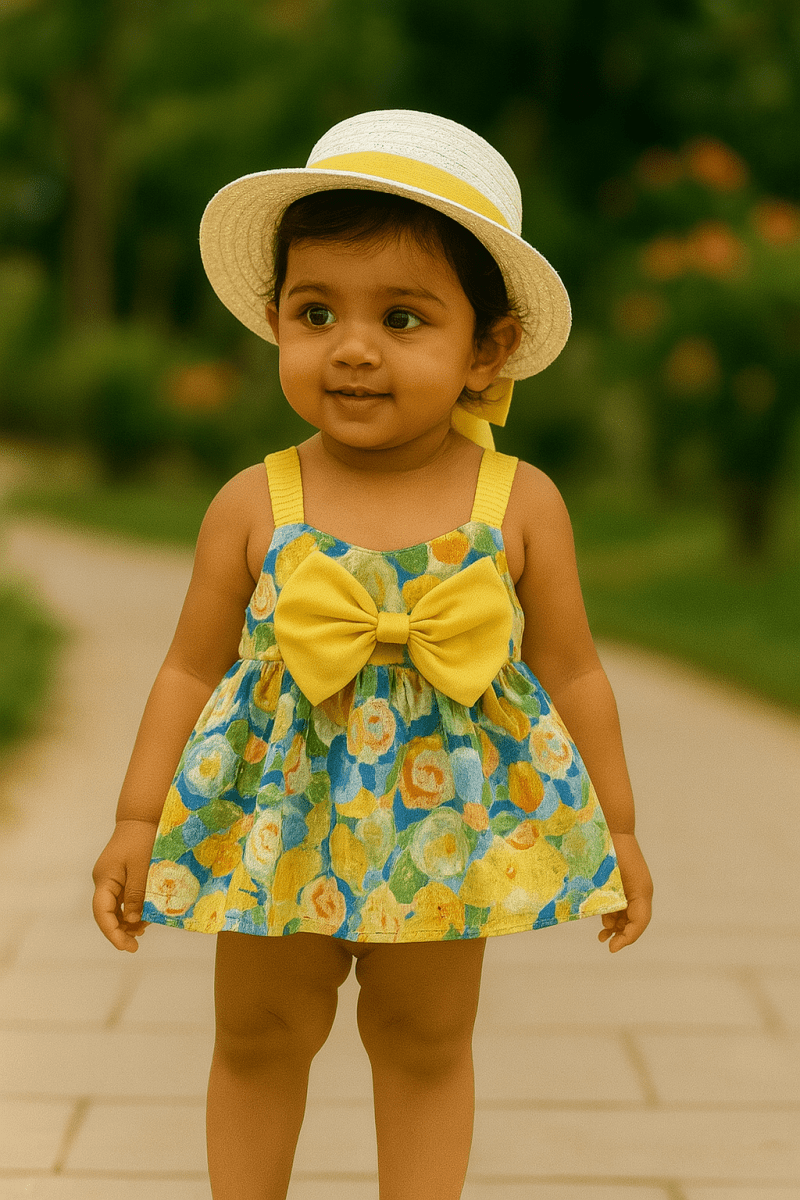Golden Meadow Dress & Hat Set – Limited Summer Bloom - Little Haven
