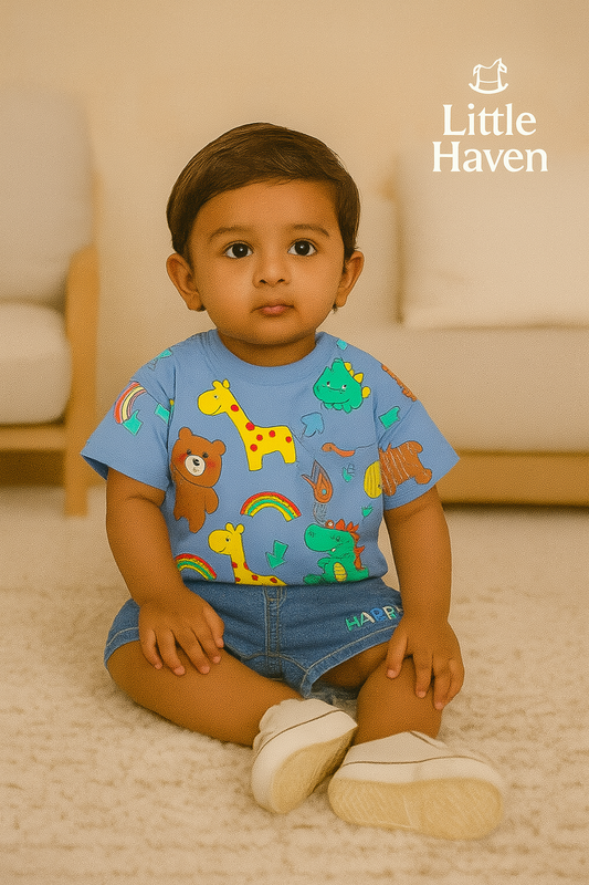Little Haven Jungle Buddies Co-ord Set – Sky Blue & Denim