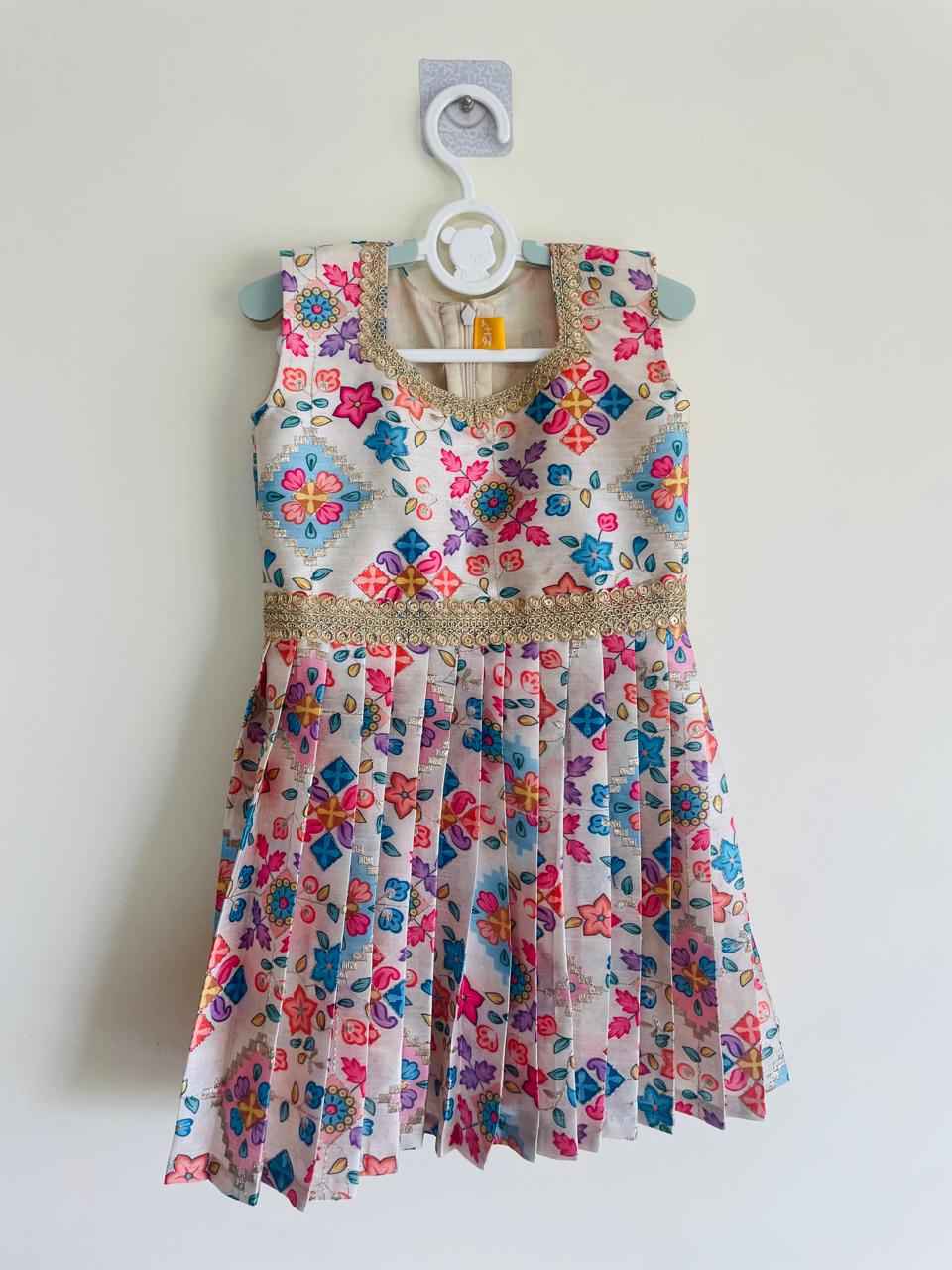 "Phoolkari Sunshine" Brocade Festive Dress – Bursting with Colour & Joy - Little Haven