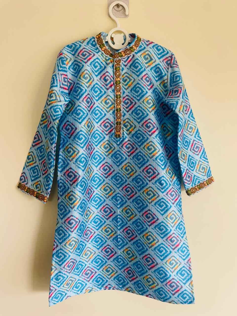 "Blue Baadal" Embroidered Festive Kurta – A Splash of Color & Culture