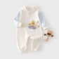 Soft Cotton Construction Romper - Cream & Sky Blue