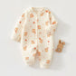Quilted Cozy Bear Romper - Cream & Peach