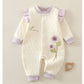 Charming Floral Quilted Romper - Cream & Lavender