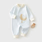 Dreamy Moon Bear Romper - Soft Blue & Cream