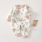 Woodland Fawn Floral Quilted Romper - Cream & Blush Pink