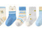 Soft Cotton Baby Socks Set – Blue & Cream (Pack of 5)