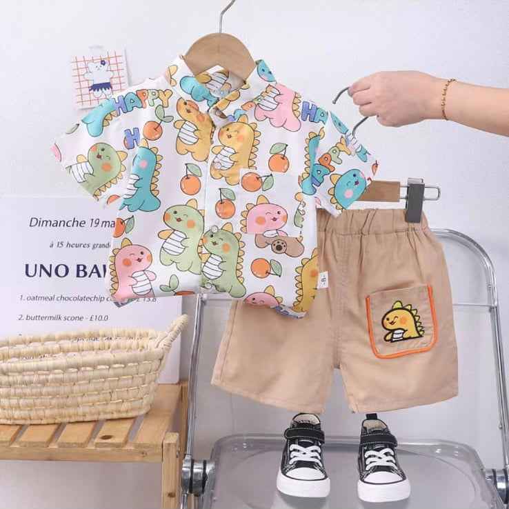 “Happy Dino” Shirt & Shorts Co - ord Set - Little Haven