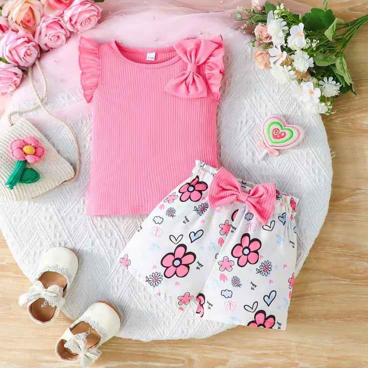 Pretty in Pink Flutter Top & Heart Bloom Shorts Set – Lovebug Edition - Little Haven
