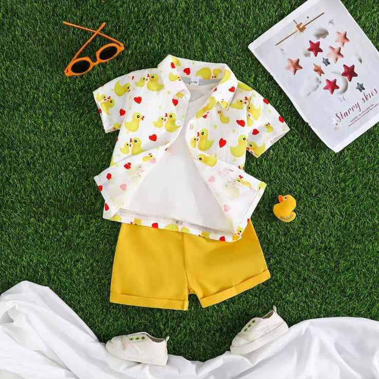 “Quack Me Up” Yellow Duck Shirt & Shorts Set - Little Haven