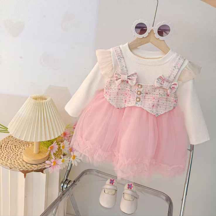 Pink Tweed Tulle Suspender Dress Set – Parisian Dream Edition