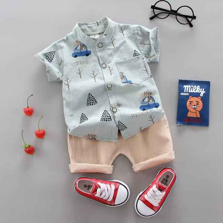 Little Haven “Minty Drive Adventure” Boys Shirt & Shorts Set - Little Haven