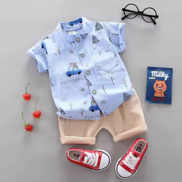 Little Haven “Blue Ride Explorer” Boys Shirt & Shorts Set